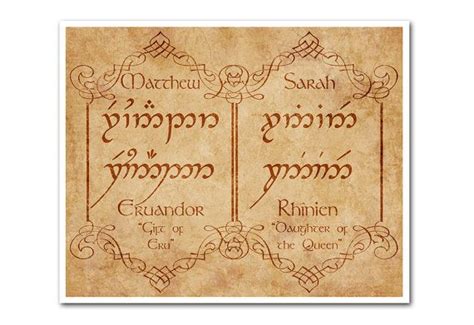 Custom Elvish Name Translations Print 8x10 Wedding T Elvish