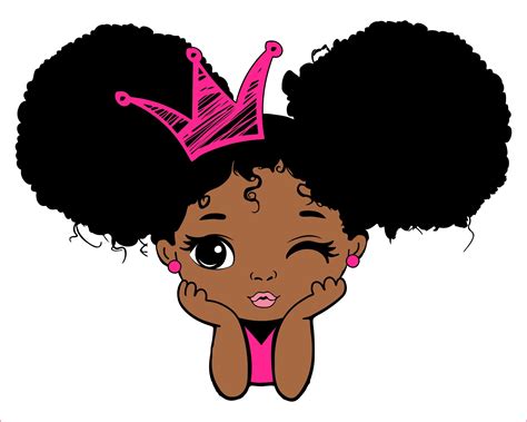 Peekaboo Girl With Puff Afro Ponytails Svg Cute Black 956908 Svgs