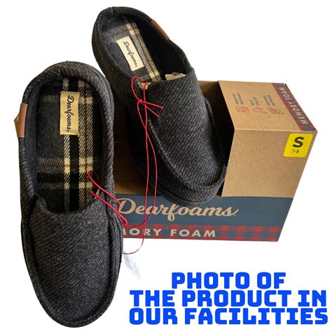 dearfoams memory foam men s slippers black size [s 7 8] [m 9 10] [l 11 12] new ebay