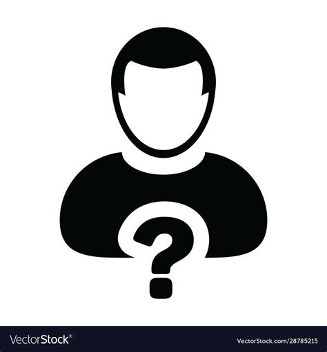 Question Mark Icon Male Person Profile Avatar Vector Image