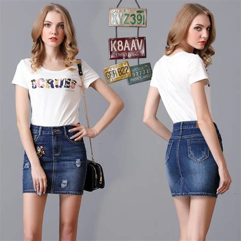 Summer In Europe And America Large Size Embroidered Denim Skirt Package Hip Skirt Skirts Women