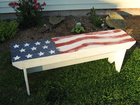 Flag Bench Made By My Sister And Me Americana Crafts Rustic