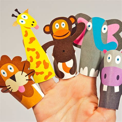 Jungle Animals Paper Finger Puppets Printable Pdf Toy Diy