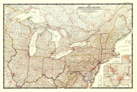 The Us Great Lakes 1953 Wall Map By National Geographic Mapsales