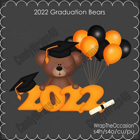 2020 2024 Orangeblack Graduation Bears Clipart Etsy