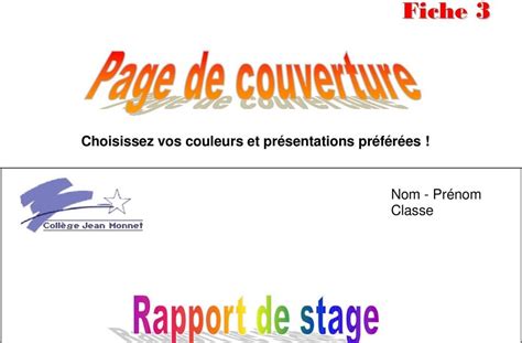 Exemple De Page De Garde Rapport De Stage 3eme Exemple De Groupes