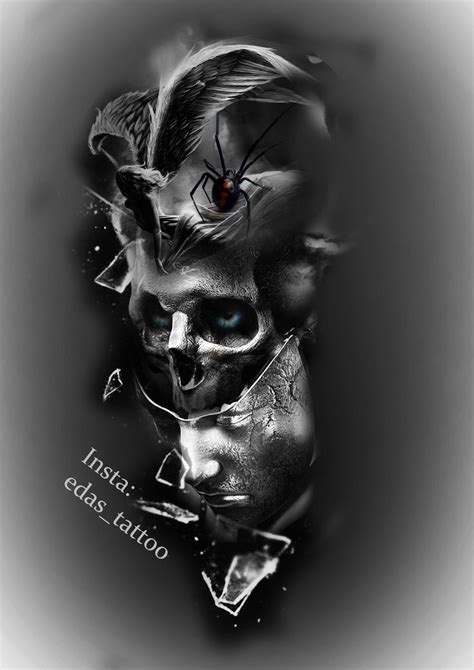 Skull Angel Mask Tattoo Design