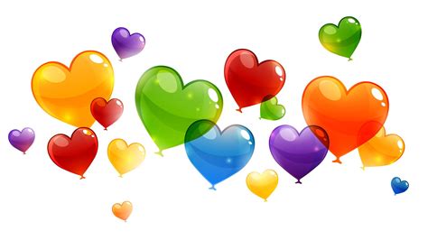 Art Balloons Birthday Blue Colored Colorful Green Hearts Orange