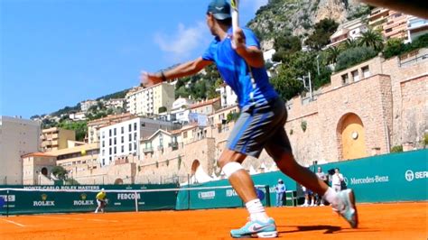 Rafael Nadal Training On Clay Court Level View Atp Tennis Practice
