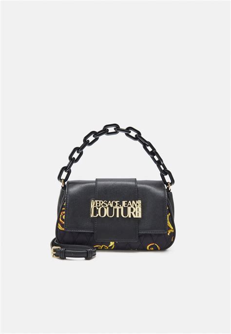 versace jeans couture range logo loop sketch bags across body bag black gold black zalando