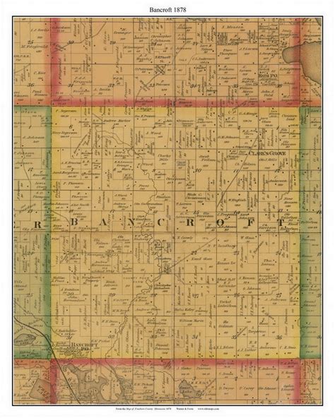 Bancroft Clarks Grove Freeborn Co Minnesota 1878 Old Town Map