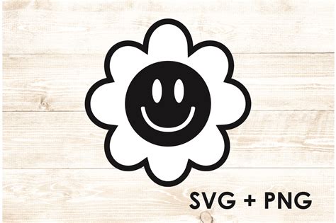 Smiley Happy Face Flower Layered Daisy Graphic By Too Sweet Inc