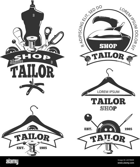 Vintage Tailor Vector Labels Or Badges Logos And Emblems For Craft