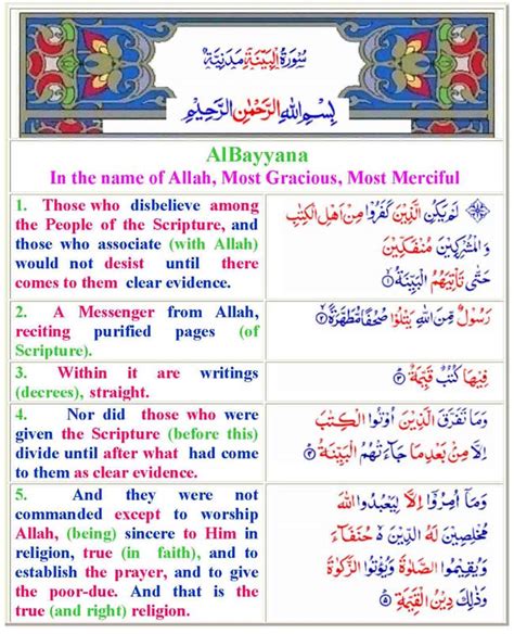 098. SURAH AL-BAYYINAH - Message of Allah and message of Islam