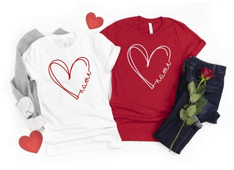 Personalized Heart Shirt Custom Valentines Day Shirt Etsy