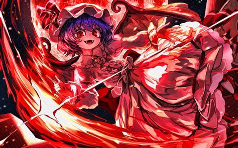 Download Wallpapers Remilia Scarlet Fire Antagonist Touhou Remiria