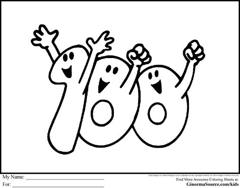 100 Day Sheet Printable Coloring Pages