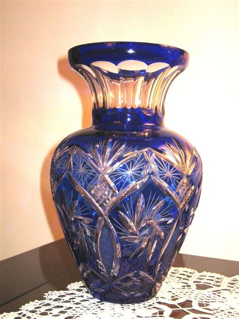 Cobalt Blue 24 Lead Crystal Vase Crystal Vase Glass Art Lead Crystal