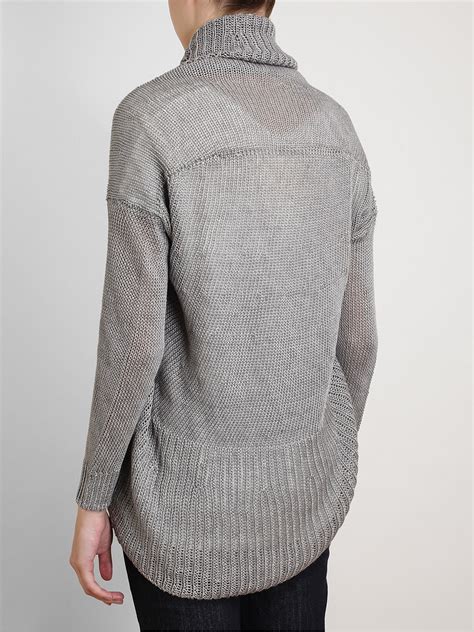 Lyst Vince Knitted Linen Circle Cardigan In Gray