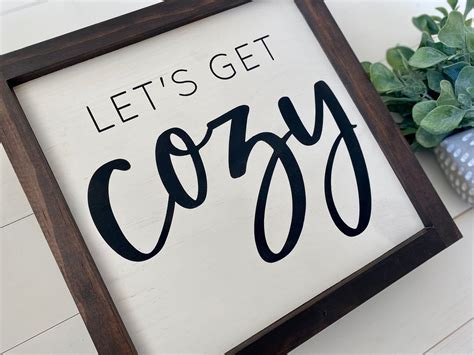 Lets Get Cozy Framed Wood Sign T For Her Handcrafted Etsy In 2021