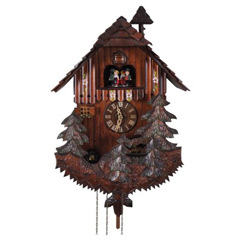 Black Forest Cuckoo Clock Edelweiss Fröhliche Wanderer German Swiss At
