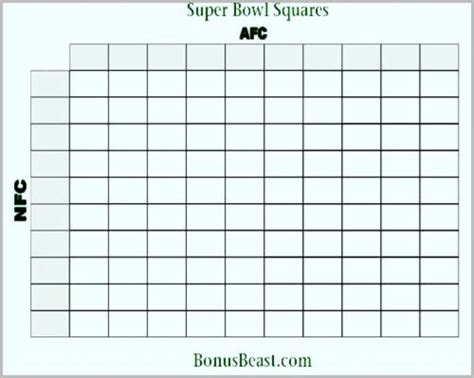 Football Pool Template Excel Lovely Printable Super Bowl Square Grid