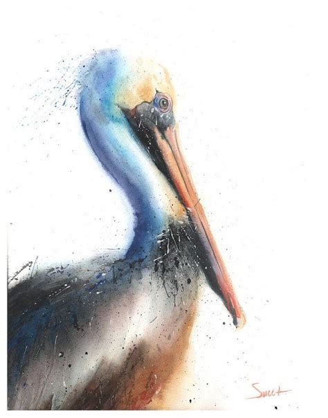 Brown Pelican Bird Watercolor Painting Art Print By Eric Sweet Etsy