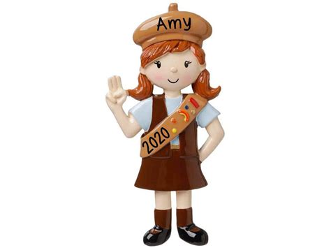 Girl Scout Ornament Brown Uniform Personalized Christmas Etsy