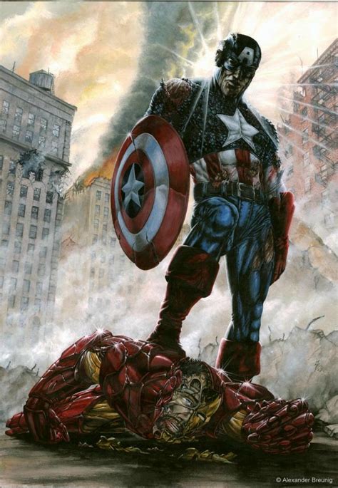 00 Captain America Vs Ironman In Alexander Breunig S Marvel Paintings Comic Art Gallery Room