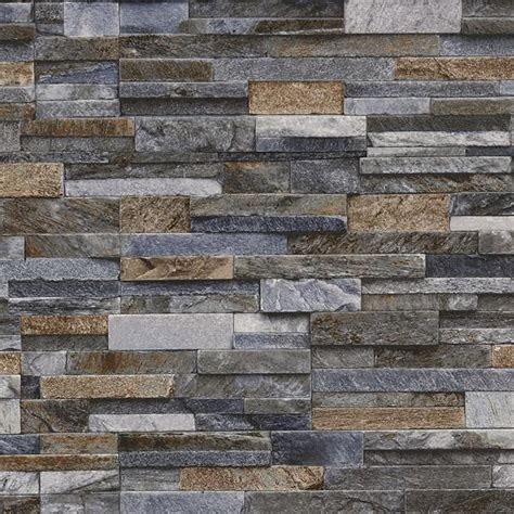 Details About Slate Stone Brick Effect Wallpaper 3d Vinyl Textured Grey