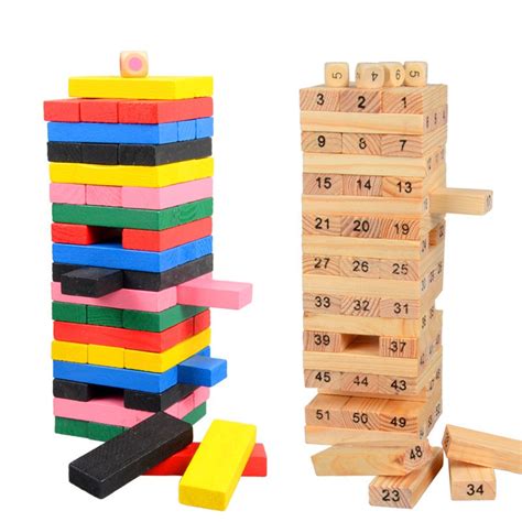 54pcs Wooden Tower Hardwood Building Blocks Toy Domino Stacking Machine