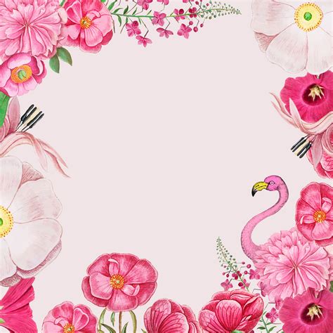 Floral Pink Flamingo Frame Download Free Vectors
