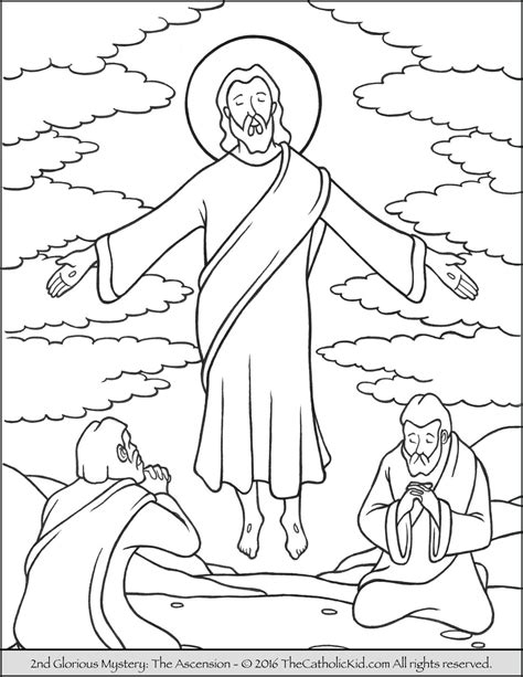 The 2nd Glorious Mystery Coloring Page The Ascension Jesus Ascends