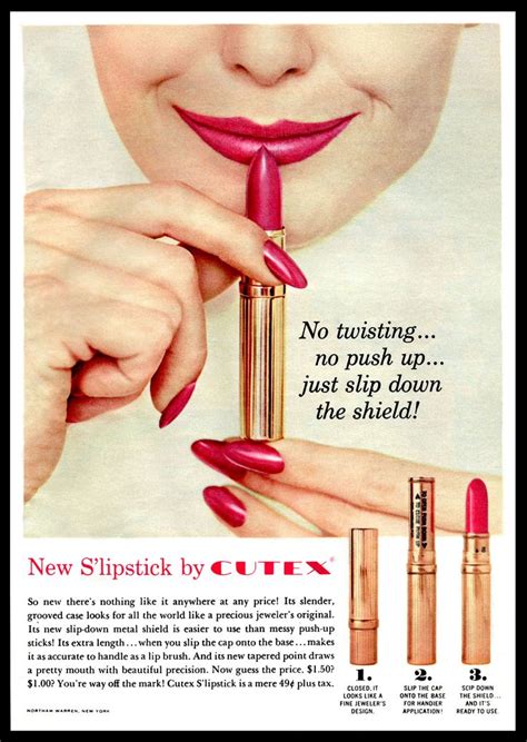 Vintage 1960s Cutex Slipstick Ad Vintage Makeup Ads Vintage