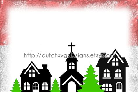 Cutting File Houses Church And Christmas Tree In  Png Svg Eps Dxf