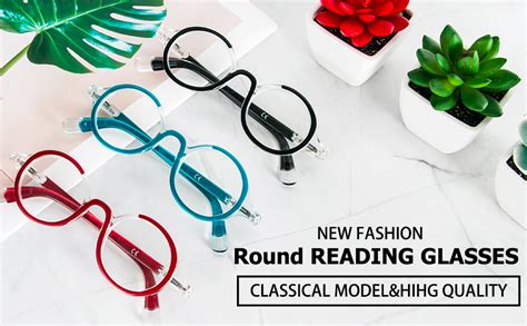 kokobin 3 pack small round reading glasses comfortable readers colored stylish frame