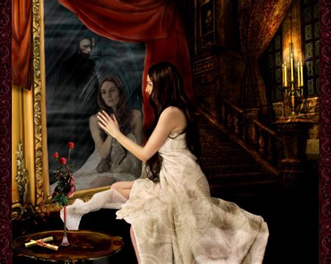 Wallpaper Fantasy Young Woman Reflection Mirror