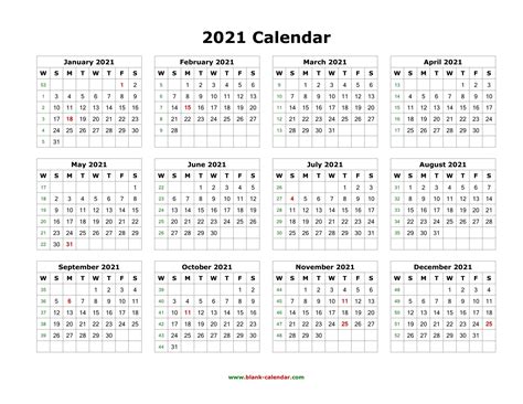 Free Month At A Glance Calendar 2021 Month Calendar Printable