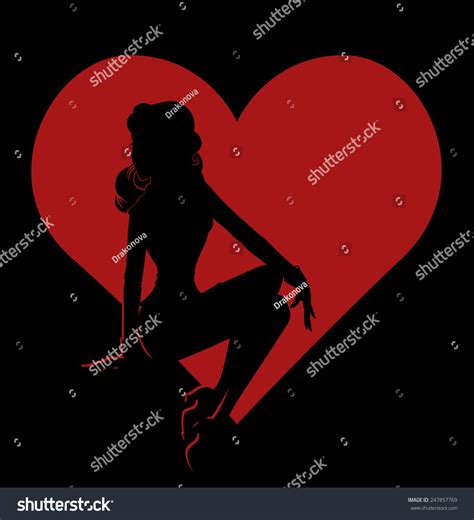 Vector Black Silhouette Of Sexy Pin Up Girl In Royalty Free Stock