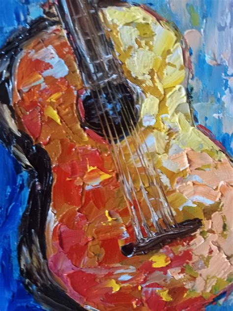 Guitar Painting Original Oil Art Impasto Abstraction Musical Etsy