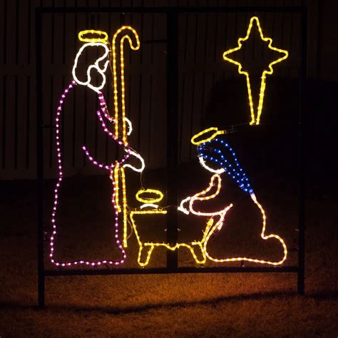 Outdoor Pre Lit Led Nativity Scene 2d Commercial Lighted Nativity Set For Lawn Christmas