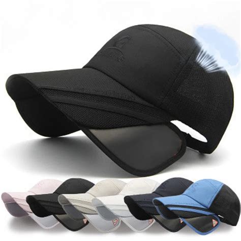 Unisex Chic Retractable Visor Baseball Cap Summer Wide Curved Brim