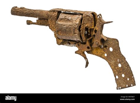 Old Rusty Pistol Isolated On White Background Stock Photo Alamy
