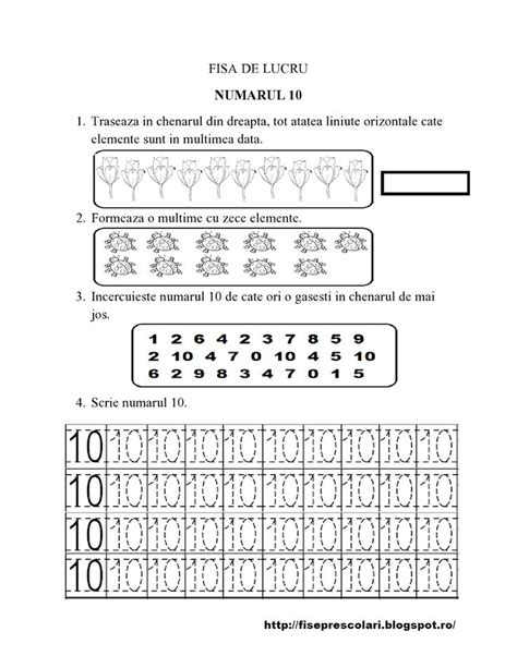 Set De Fise Cu Cifre Punctate De La 1 La 10 Gradinita Fise De Lucru Gradinita Fise