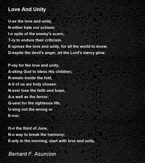 Love And Unity Love And Unity Poem By Bernard F Asuncion