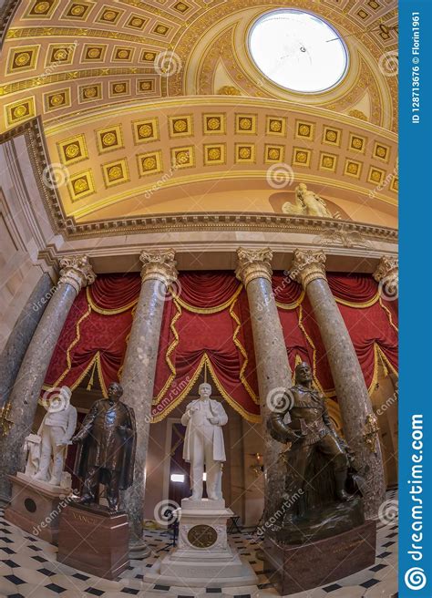 Interior Of Statuary Hall In The Us Capitol Building Washington