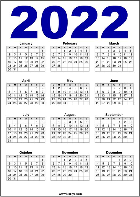 Calendar 2022 Year Stock Vector Crushpixel One Page 2022 Calendar
