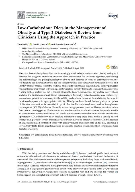 Low Carbohydrate Diets In The Management Of Obesity And Type 2 Diabetes