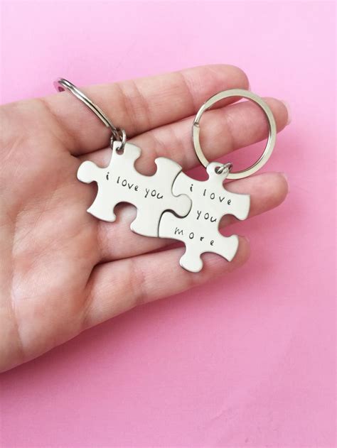 I Love You More Keychains Anniversary Gift Puzzle Piece Keychains
