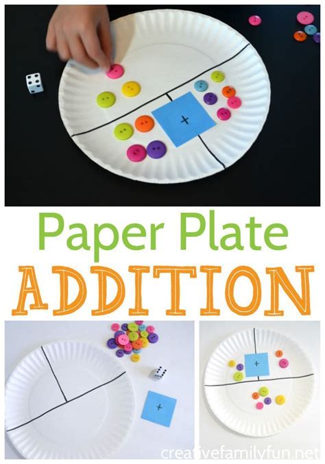 Paper Plate Addition Game | Math addition games, Preschool math games